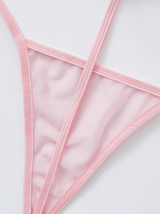 Pure Desire Mesh Pompom Detail Thong