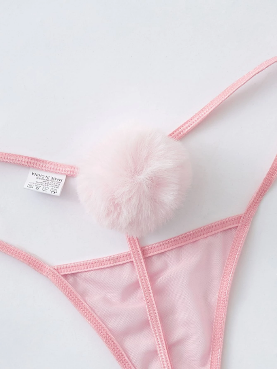 Pure Desire Mesh Pompom Detail Thong