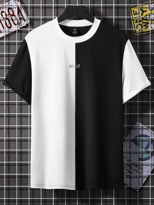 Manfinity Homme Men Two Tone Letter Graphic Tee