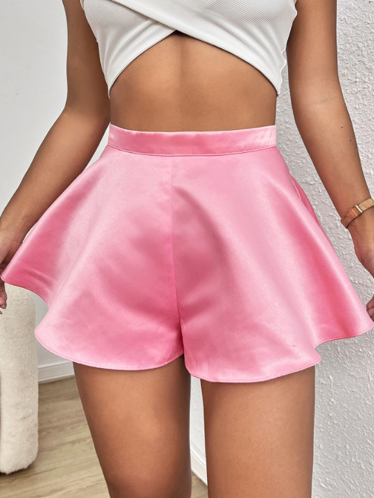 Essnce Flare Hem Satin Shorts