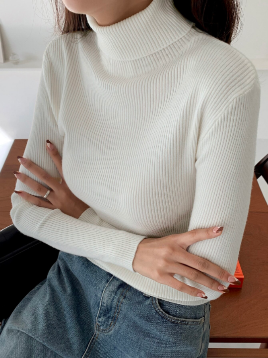 DAZY Ribbed Knit Turtleneck Sweater