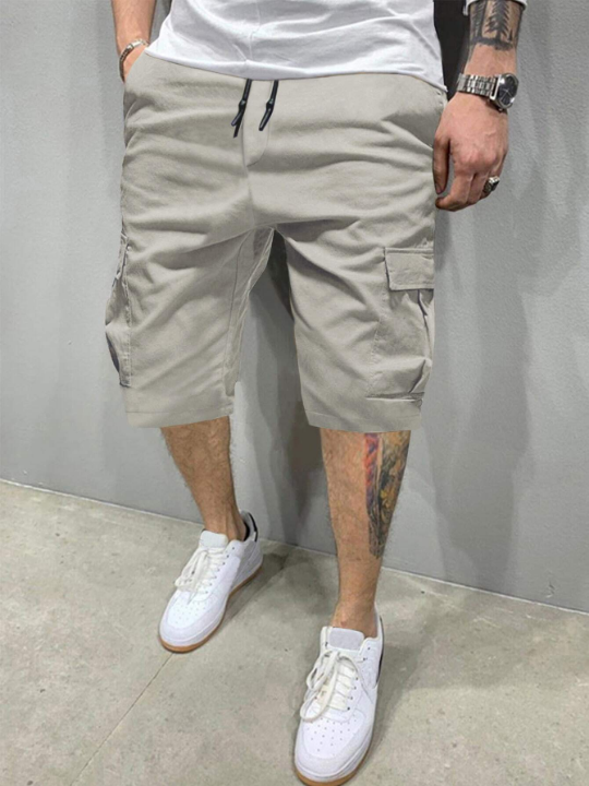 Manfinity Homme Men Flap Pocket Drawstring Oversize Cargo Shorts