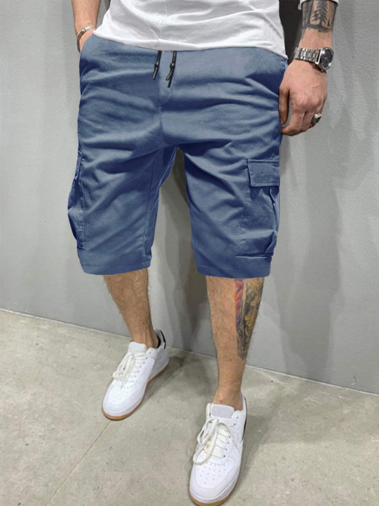 Manfinity Homme Men Flap Pocket Drawstring Oversize Cargo Shorts