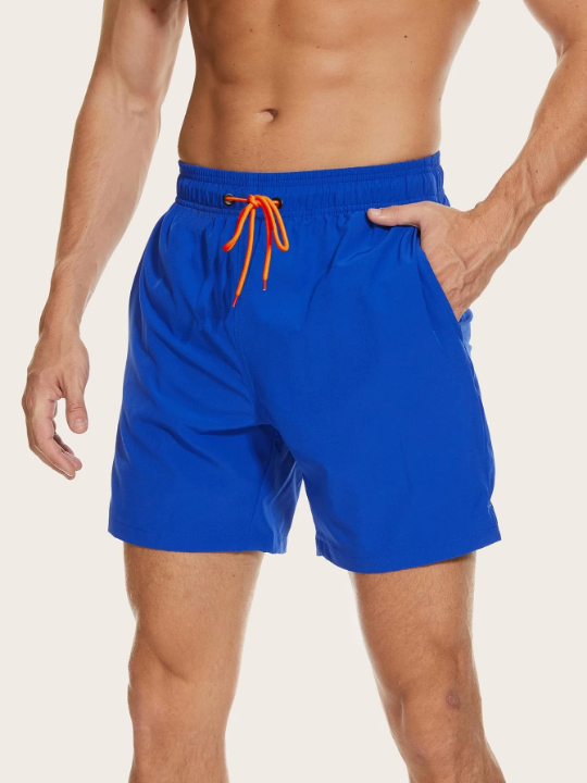 Manfinity Swimmode Men Drawstring Waist Phone Pocket Swim Trunks