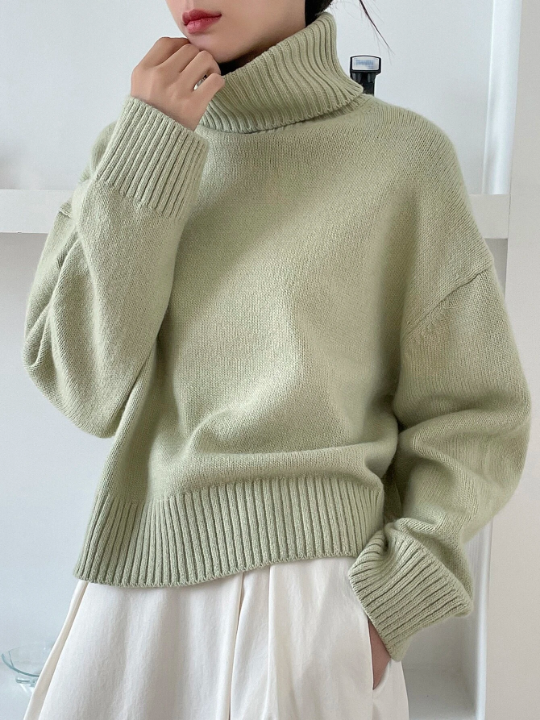 DAZY Drop Shoulder Turtle Neck Sweater