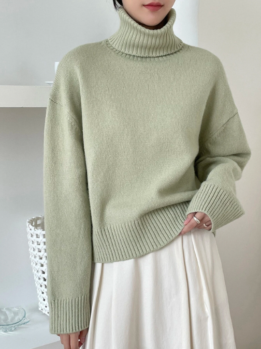 DAZY Drop Shoulder Turtle Neck Sweater