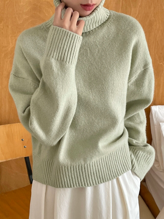 DAZY Drop Shoulder Turtle Neck Sweater