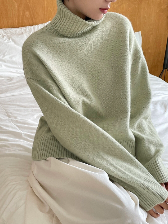 DAZY Drop Shoulder Turtle Neck Sweater