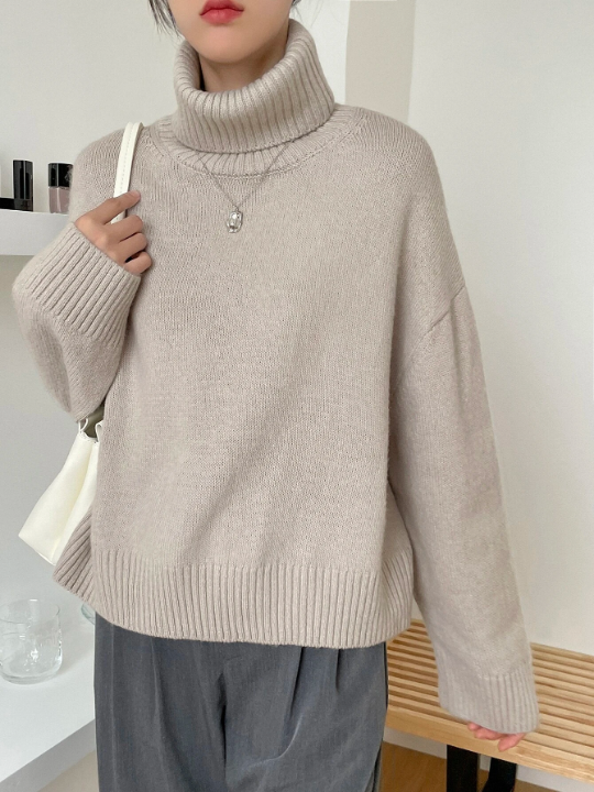 DAZY Drop Shoulder Turtle Neck Sweater