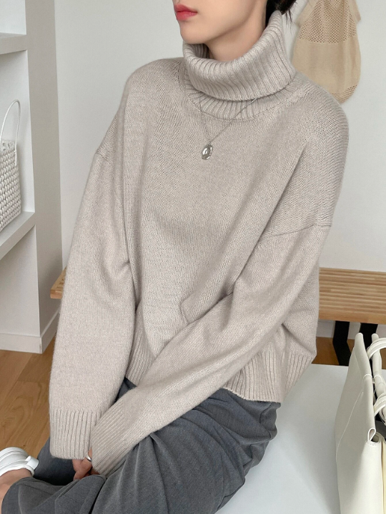 DAZY Drop Shoulder Turtle Neck Sweater