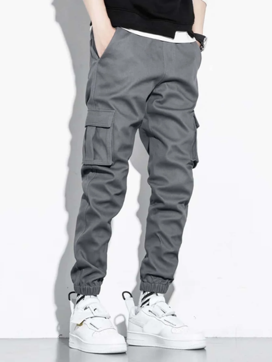 Manfinity Hypemode Men Letter Patched Flap Pocket Cargo Pants