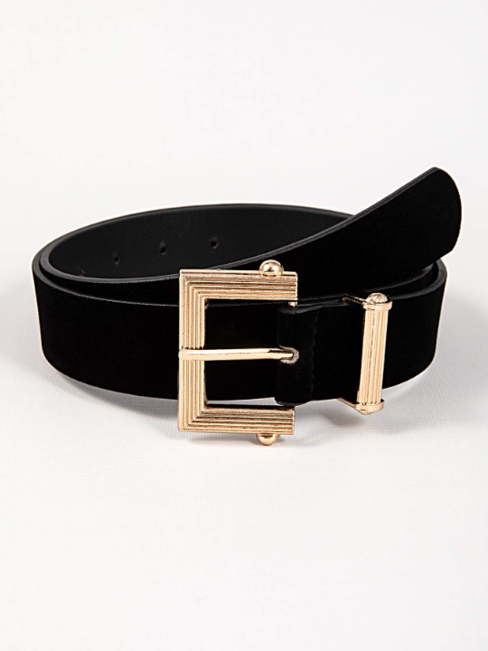 1pc Square Buckle Pu Leather Belt For Daily Wear, Suitable For Dress Or Pants