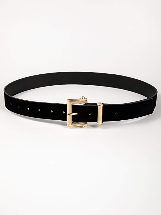 1pc Square Buckle Pu Leather Belt For Daily Wear, Suitable For Dress Or Pants