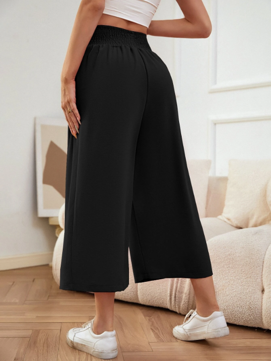 LUNE Shirred Waist Wide Leg Pants