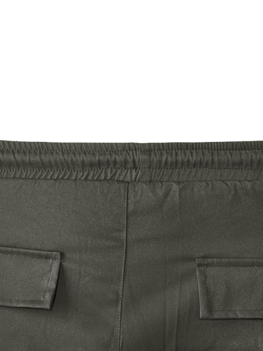 Manfinity Hypemode Loose Fit Men's Letter Patched Cargo Pants With Flap Pockets