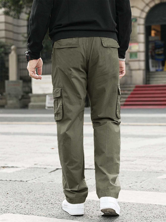 Manfinity Hypemode Loose Fit Men's Letter Patched Cargo Pants With Flap Pockets