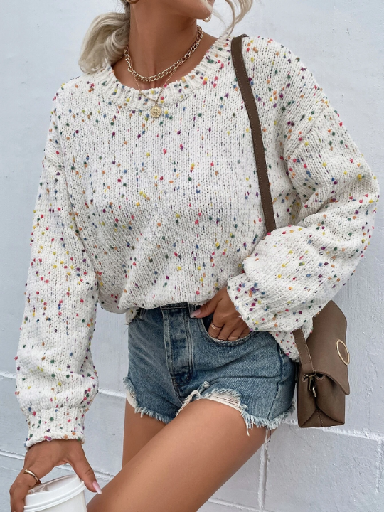 Essnce Popcorn Knit Drop Shoulder Sweater