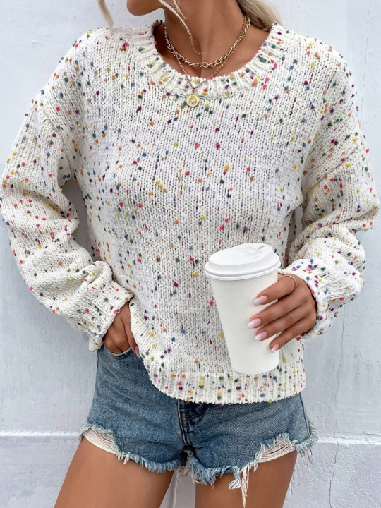 Essnce Popcorn Knit Drop Shoulder Sweater