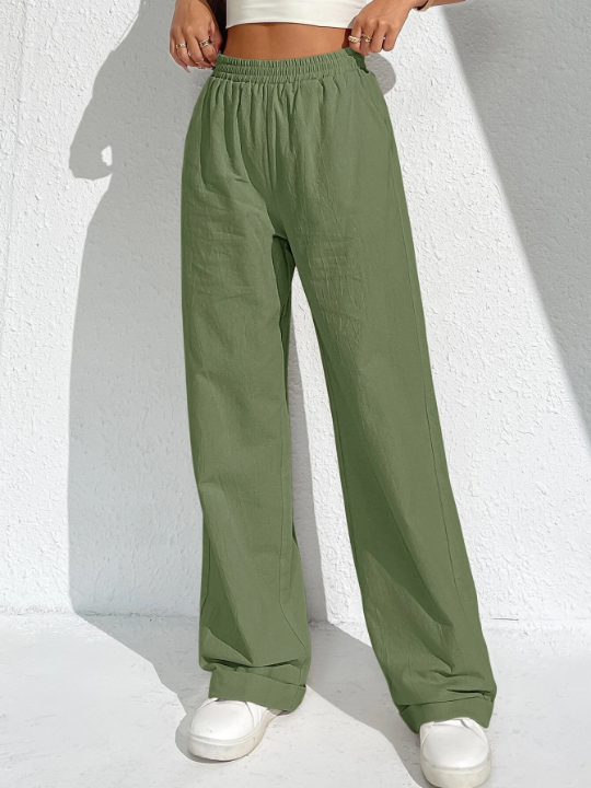 EZwear Slant Pockets Wide Leg Pants