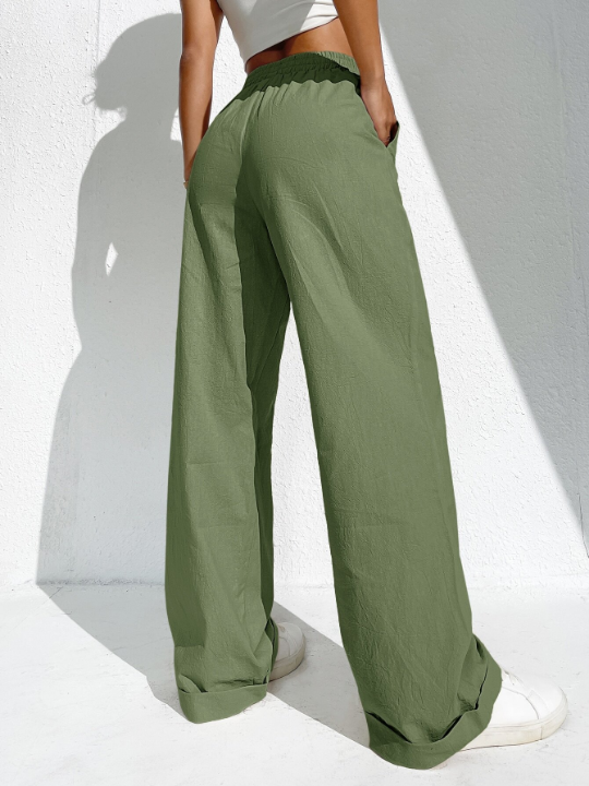 EZwear Slant Pockets Wide Leg Pants