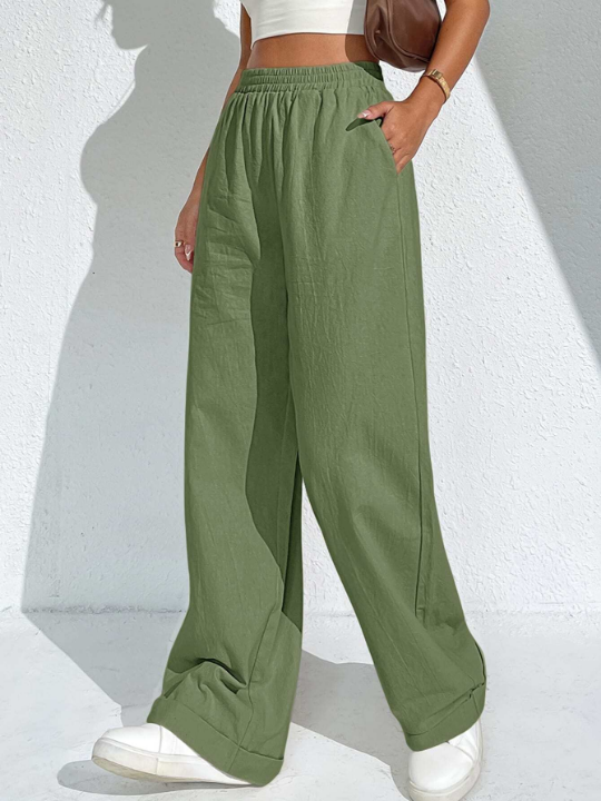 EZwear Slant Pockets Wide Leg Pants