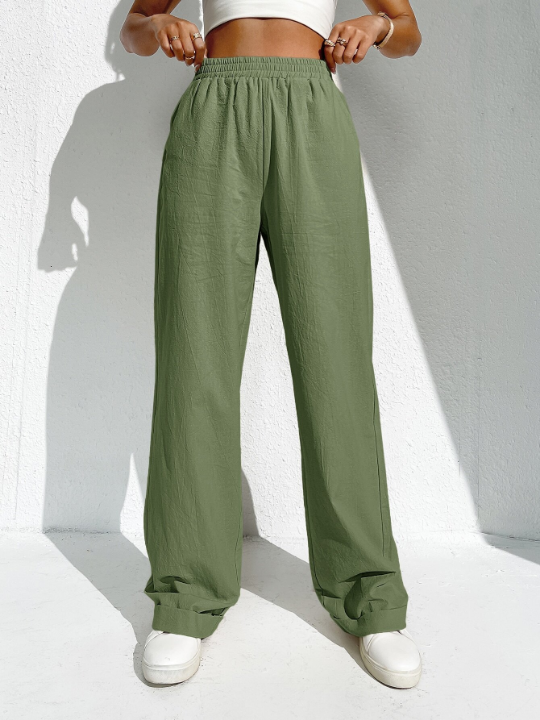 EZwear Slant Pockets Wide Leg Pants