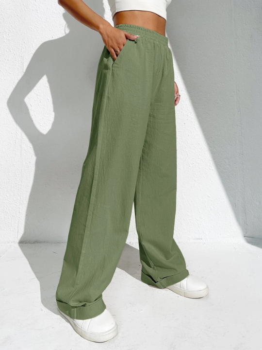 EZwear Slant Pockets Wide Leg Pants