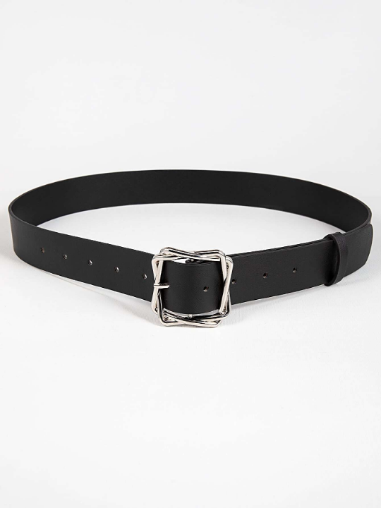 1pc Ladies' Overlapping Square Buckle Pu Belt, Perfect For Daily Wear