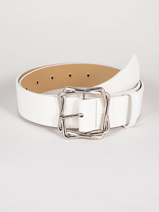 1pc Women's Overlap Style Square Buckle Pu Belt Suitable For Daily Wear