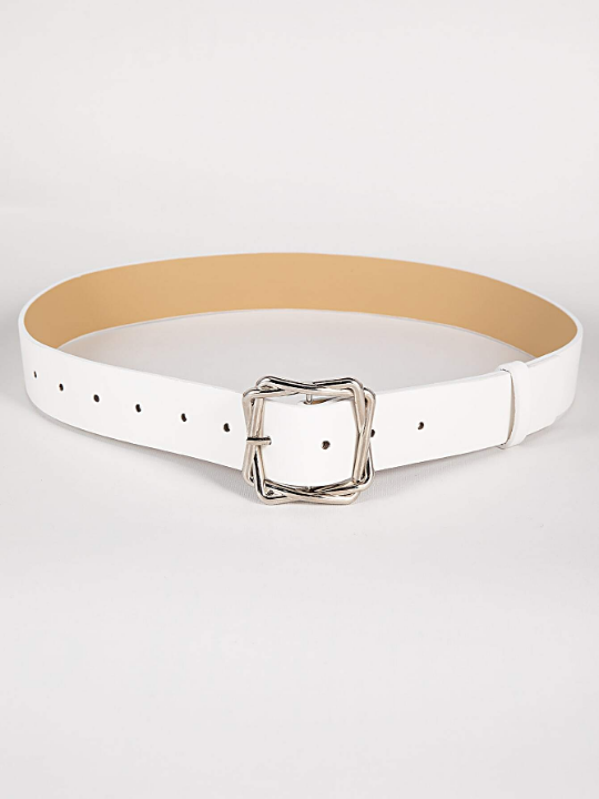 1pc Women's Overlap Style Square Buckle Pu Belt Suitable For Daily Wear