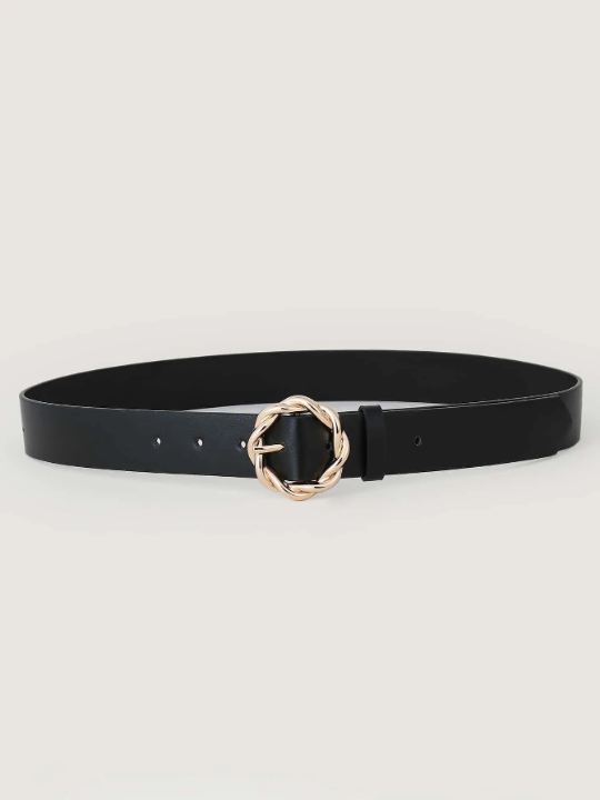 1pc Women Twist Round Metal Buckle Belt For Daily Life Casual