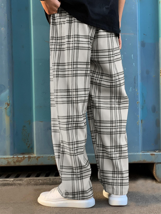 Manfinity Hypemode Loose Fit Men's Plaid Patterned Drawstring Waist Pants