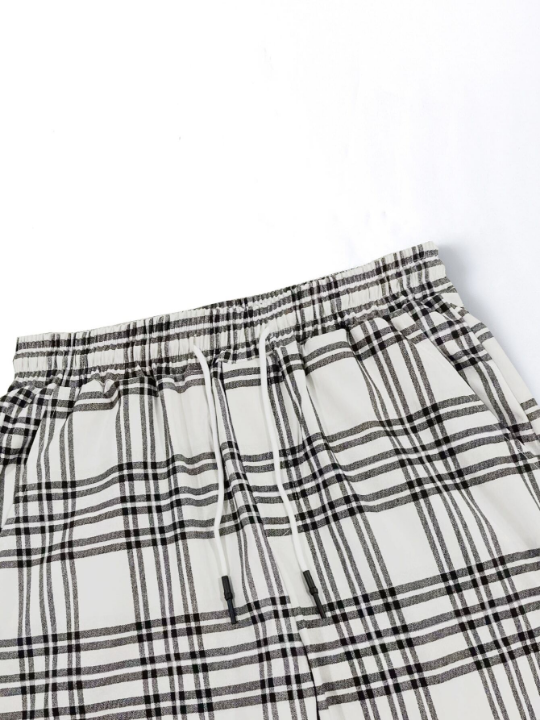 Manfinity Hypemode Loose Fit Men's Plaid Patterned Drawstring Waist Pants