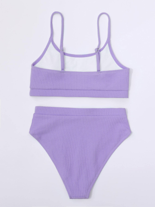 Swim Vcay Plain High Waisted Bikini Swimsuit