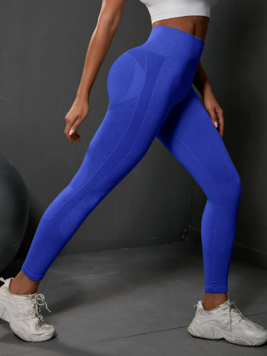 Yoga Basic Yoga Leggings Seamless High Stretch Hip-hugging Training Tights With Wide Waistband