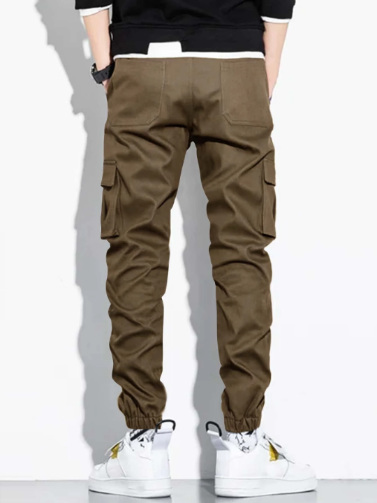 Manfinity Hypemode Men Letter Patched Flap Pocket Cargo Pants