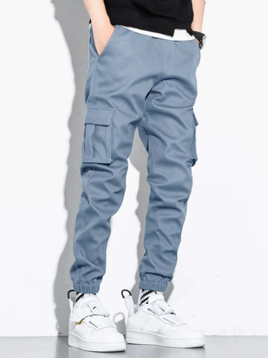 Manfinity Hypemode Men Letter Patched Flap Pocket Cargo Pants