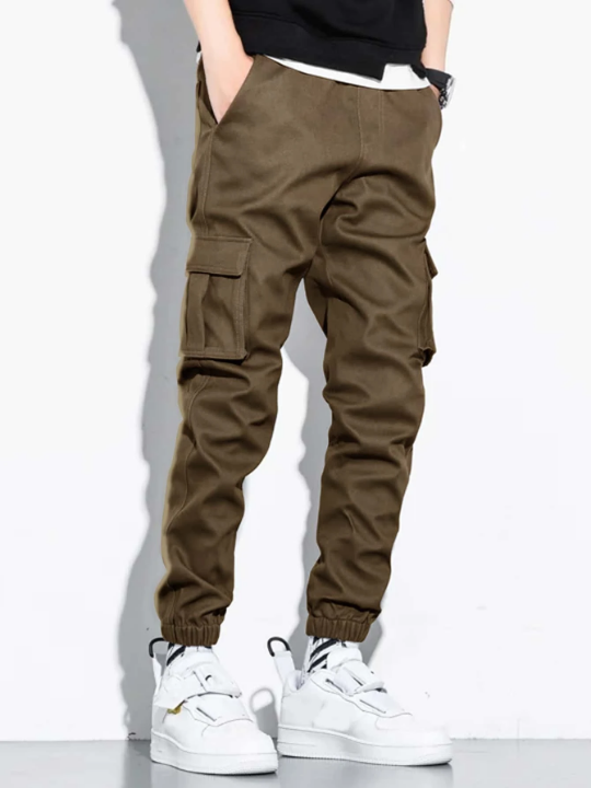 Manfinity Hypemode Men Letter Patched Flap Pocket Cargo Pants