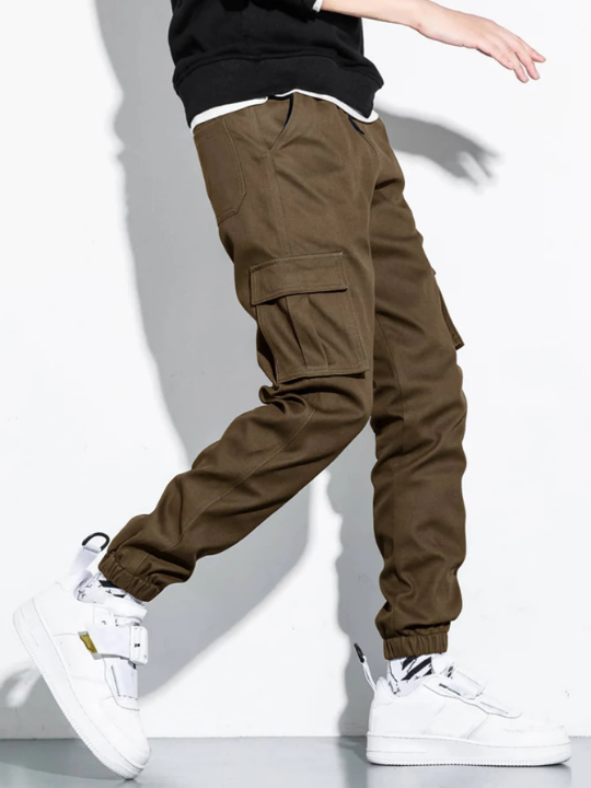 Manfinity Hypemode Men Letter Patched Flap Pocket Cargo Pants