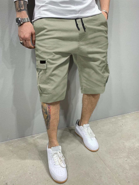 Manfinity Homme Men Flap Pocket Drawstring Oversize Cargo Shorts