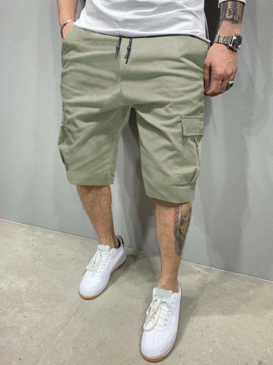 Manfinity Homme Men Flap Pocket Drawstring Oversize Cargo Shorts