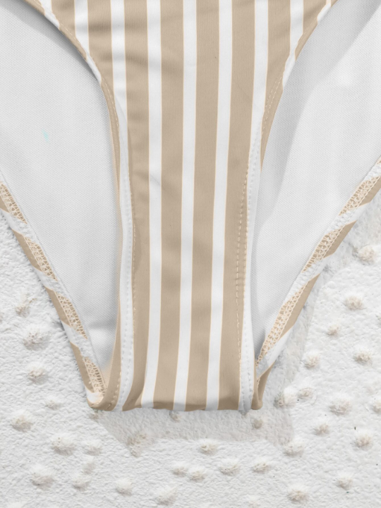 Swim Vcay Striped Ruched One Piece Swimsuit