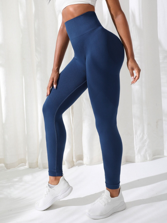 Yoga Basic Solid Wideband Waist Sports Leggings