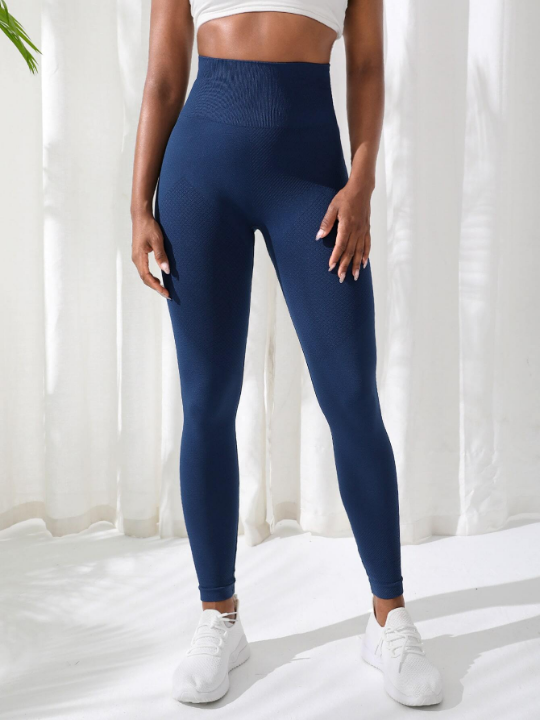 Yoga Basic Solid Wideband Waist Sports Leggings