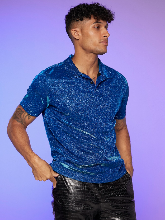 Manfinity AFTRDRK Men Glitter Polo Shirt