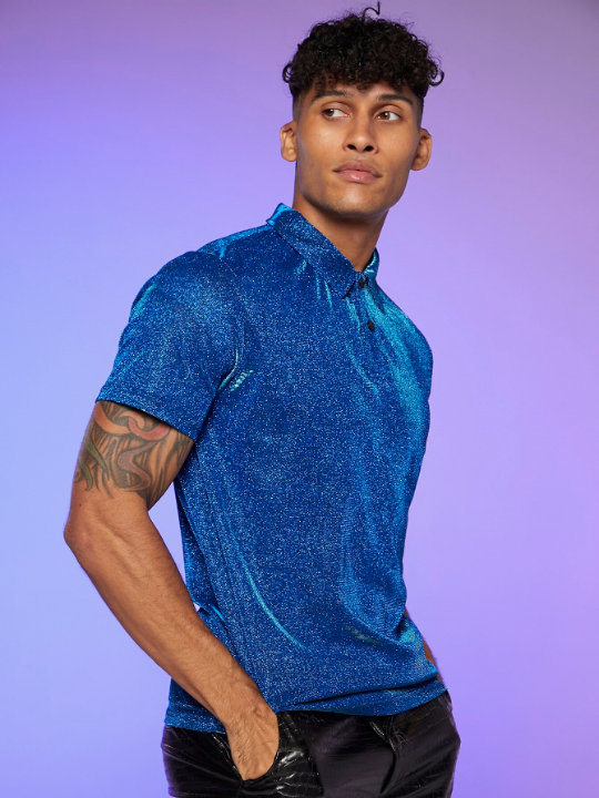 Manfinity AFTRDRK Men Glitter Polo Shirt