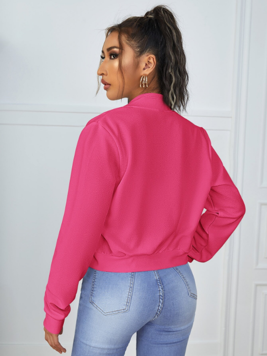 Essnce Zip Up Crop Bomber Jacket