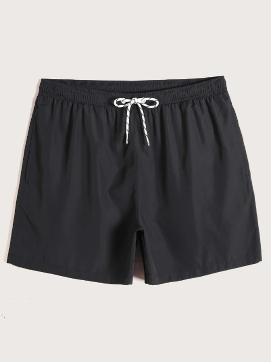 Manfinity Swimmode Men Drawstring Waist Solid Swim Trunks