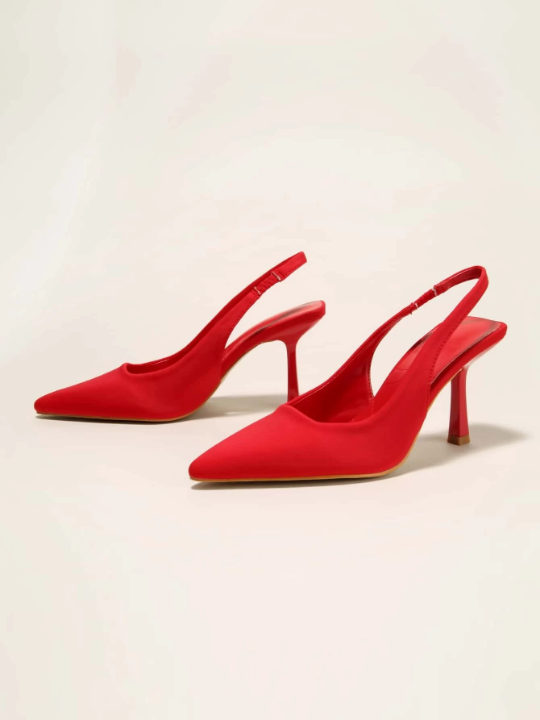 Minimalist Point Toe Stiletto Heeled Slingback Pumps