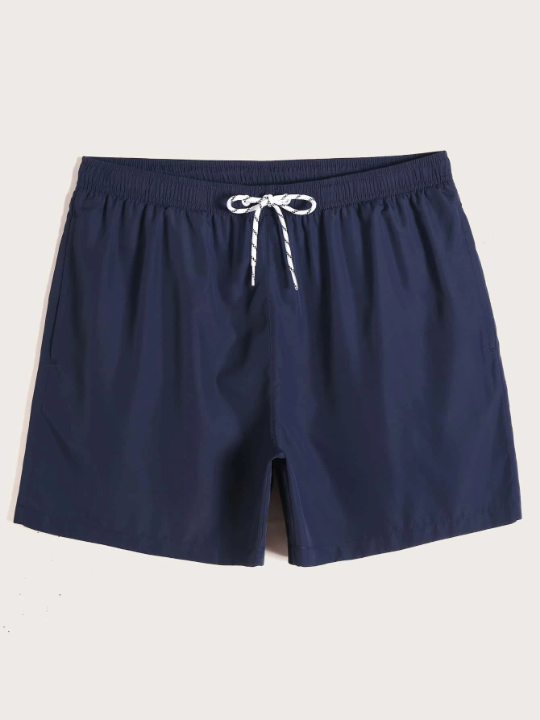 Manfinity Swimmode Men Solid Drawstring Waist Swim Trunks